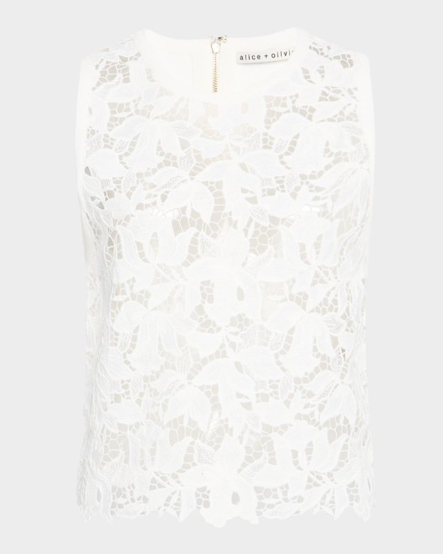 Danielle Lace-Front Sweater Tank